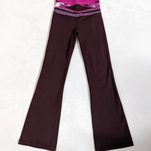 Lululemon Full Length Flare Burgundy Wide Waistband Groove Pant Y2K Leggings Sz6 - Picture 4 of 16